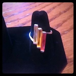 Sterling Silver Tri-Color Bar Ring